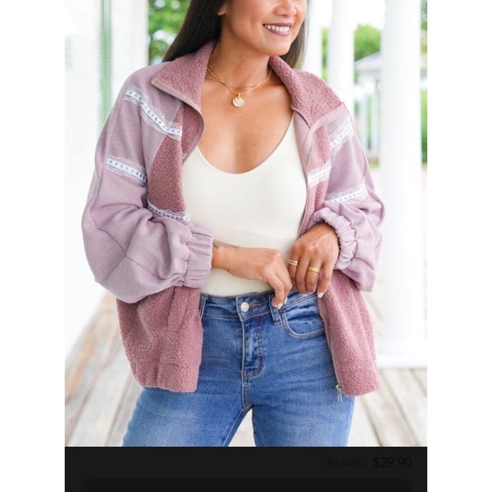 Pol jacket POL zip up jacket NEW mauve pink womens small fleece jacket NEW 2-8